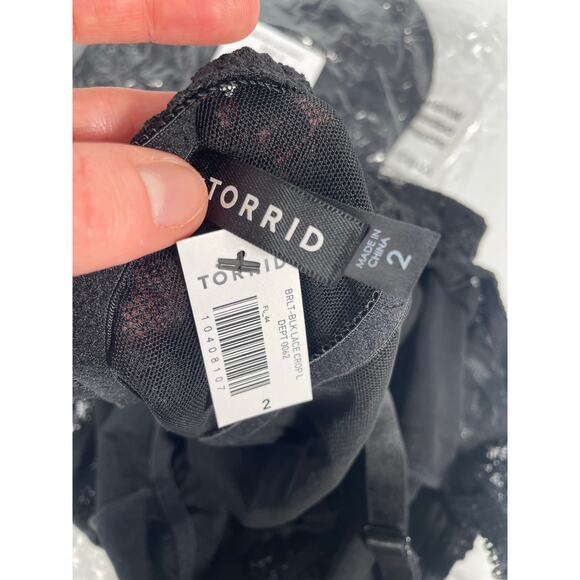 NWT Unlined Sheer Lace Crop Bralette Dark Romantic Whimsigoth Stretch Plus 2X - Picture 11 of 13